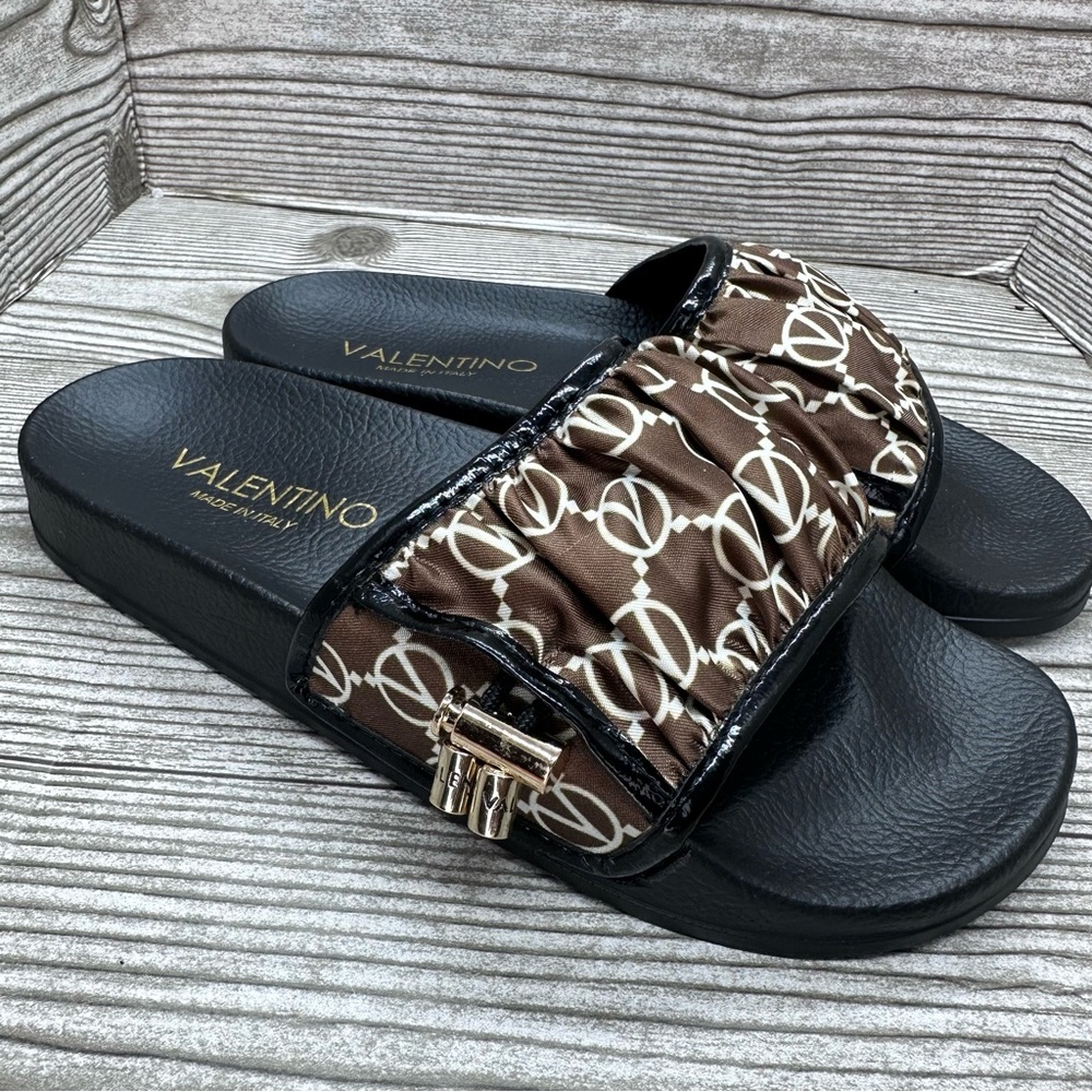 VALENTINO BY MARIO VALENTINO Juma Monogram Ruched Slides